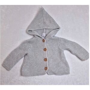 Nordstrom Baby Gray Knit Hooded Cardigan Sweater‎ 6 Months Pointed Hood Unisex